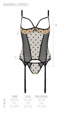 Корсет Passion MARINA CORSET, XXL/XXXL, beige, з відкритими чашками