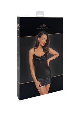 Сукня Noir Handmade F307 Mirage, XL, black, міні, під латекс, відкрита спина, декор зі стразів