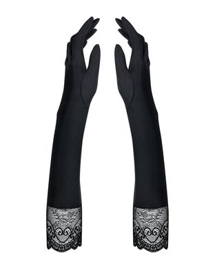 Высокие перчатки с камнями и кружевом Obsessive Miamor gloves, black