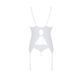 Корсет із пажами, трусики з ажурним декором та відкритим кроком Passion URSULA CORSET S/M, white