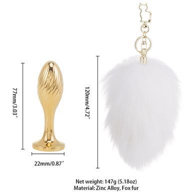 Металева анальна пробка &mdash; кролячий хвіст LOCKINK SEVANDA White Bunny-Tail Anal Pear-shape Plug