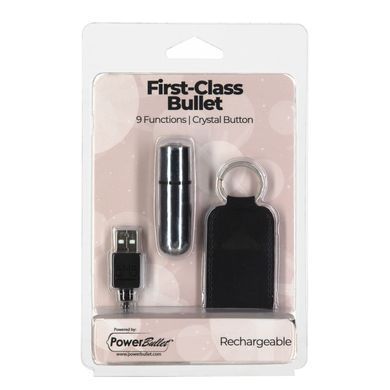 Вибропуля PowerBullet First-Class Bullet 2.5&Prime; with Key Chain Pouch, Silver, 9 режимов вибрации