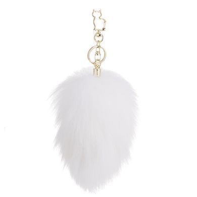 Металева анальна пробка &mdash; кролячий хвіст LOCKINK SEVANDA White Bunny-Tail Anal Pear-shape Plug