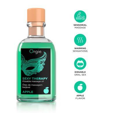Набор для массажа Orgie &ndash; Sexy Therapy Apple (100 мл), съедобное разогревающее масло + перышко