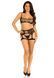 Комплект Leg Avenue Top and garter harness, One Size, чорний, сітчастий, топ + пояс з гартерами