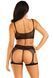 Комплект Leg Avenue Top and garter harness, One Size, чорний, сітчастий, топ + пояс з гартерами