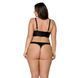 Комплект из экокожи Passion MALWIA BIKINI 6XL/7XL black, с люверсами и ремешками, бра, трусики