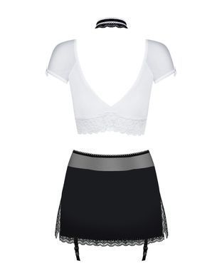 Эротический костюм секретарши Obsessive Secretary suit 5pcs black S/M, черно-белый, топ, юбка, стрин