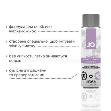 Змазка на водній основі JO AGAPE &mdash; ORIGINAL (120 мл) без гліцерину, гліколю та парабенів