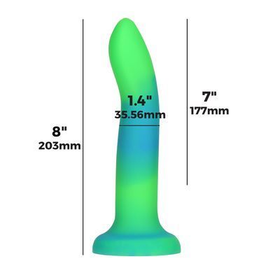 Фалоімітатор, що світиться в темряві, ADDICTION Rave 8&Prime;, Glow in the Dark Dildo Blue Green, 20,3 см