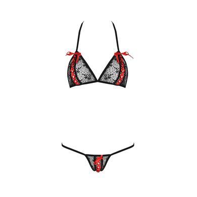 Комплект белья Passion MELISSA BIKINI XXL/XXXL, black, лиф со шнуровкой и трусики-стринги