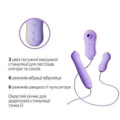Набор 3в1 Zalo &ndash; UNICORN Set Violet, виброяйцо, пульсатор, вакуумный стимулятор
