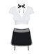Эротический костюм секретарши Obsessive Secretary suit 5pcs black S/M, черно-белый, топ, юбка, стрин
