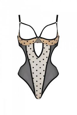 Еротичне боді Passion MARINA BODY, XXL/XXXL, beige, з відкритими чашками