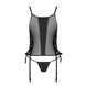 Сітчастий корсет з екошкіри Passion MALWIA CORSET 6XL/7XL black, з люверсами та знімними пажами