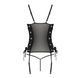 Сітчастий корсет з екошкіри Passion MALWIA CORSET 6XL/7XL black, з люверсами та знімними пажами