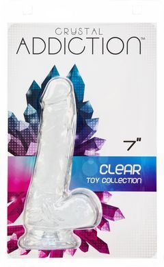 Прозорий фалоімітатор на присосці ADDICTION &mdash; Clear Dildo with Balls 7&Prime;, віброкуля в подарунок