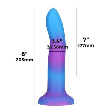 Светящийся в темноте фаллоимитатор ADDICTION Rave 8&Prime; Glow in the Dark Dildo Blue Purple, 20,3 см