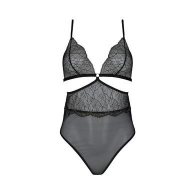 Боди Passion AMBERLY BODY 4XL/5XL black, ассиметричный крой, кружевной лиф, золотая нить