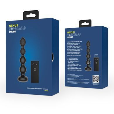 Анальний віброротатор Nexus Tornado Probe Edition, діаметр 3,5 см, вібрація + ротація, пульт ДУ