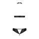 Комплект из экокожи Passion MALWIA SET with Open Bra 4XL/5XL black, топ и трусики с люверсами