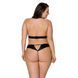 Комплект из экокожи Passion MALWIA SET with Open Bra 4XL/5XL black, топ и трусики с люверсами