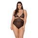Боди Passion AMBERLY BODY 4XL/5XL black, ассиметричный крой, кружевной лиф, золотая нить