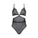 Боди Passion AMBERLY BODY 4XL/5XL black, ассиметричный крой, кружевной лиф, золотая нить