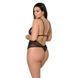Боди Passion AMBERLY BODY 4XL/5XL black, ассиметричный крой, кружевной лиф, золотая нить