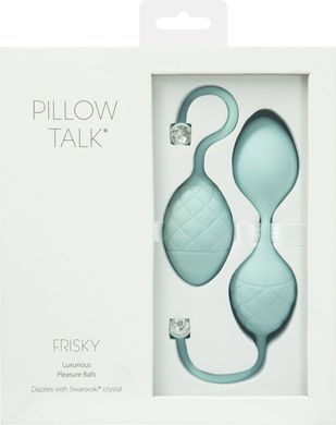 Розкішні вагінальні кульки PILLOW TALK - Frisky Teal з кристалом, діаметр 3,2 см, вага 49-75 гр