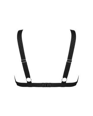 Мереживний бюстгальтер із трикутною чашкою Obsessive Estiqua bra M/L, чорний, широкі лямки