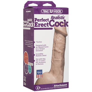 Фаллоимитатор Doc Johnson - 7 Inch Perfect Erect Cock, большая головка, Vac-U-Lock