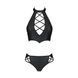 Комплект з еко-шкіри Passion NANCY BIKINI XXL/XXXL, black, бра та трусики з імітацією шнурівки