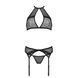 Комплект белья Passion SATARA SET XXL/XXXL black, топ, пояс для чулок, стринги