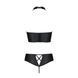 Комплект з еко-шкіри Passion NANCY BIKINI XXL/XXXL, black, бра та трусики з імітацією шнурівки