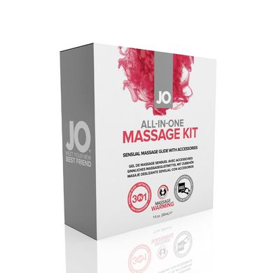 Набор для массажа JO ALL IN ONE MASSAGE GIFT SET: разогревающий гель, массажер и свеча