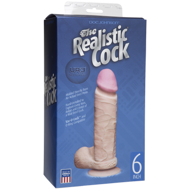 Фалоімітатор Doc Johnson The Realistic Cock 6 inch White – ULTRASKYN, Vack-U-Lock, діаметр 4,3 см