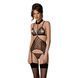 Корсет з відкритими грудьми Passion DOMINICA CORSET S/M black, пажі для панчіх, стрінги