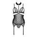 Корсет з відкритими грудьми Passion DOMINICA CORSET S/M black, пажі для панчіх, стрінги