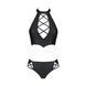 Комплект из экокожи Passion NANCY BIKINI 4XL/5XL black, бра и трусики с имитацией шнуровки