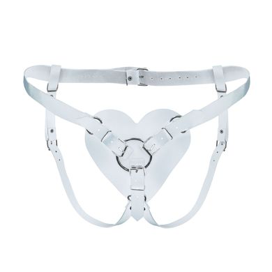 Трусики Серце для страпону з натуральної шкіри Feral Feelings - Hearts Strap-on Belt White