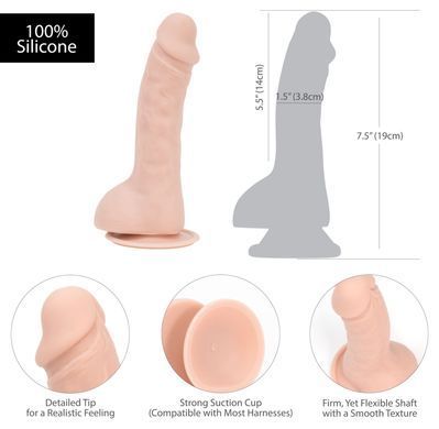 Изогнутый фаллоимитатор на присоске ADDICTION &mdash; BRAD 7,5&Prime; Dildo With Balls, Beige