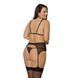 Корсет с пажами Passion AMBERLY CORSET 6XL/7XL, black, ассиметричный крой, кружева, стринги