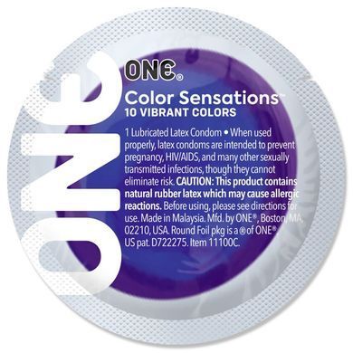 Презерватив ONE Color Sensations Struck by ONE, 1 шт, лавандово-бузковий, гладенький, зі змазкою