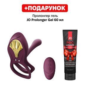 Смарт-ерекційне кільце Zalo - BAYEK Velvet Purple, подвійне з ввідною частиною, пульт ДК