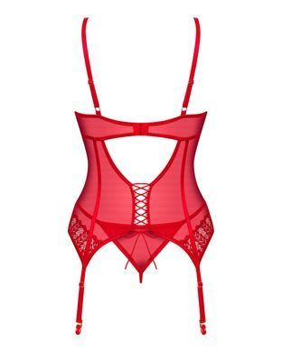 Комплект корсет та стрінги Obsessive Ingridia corset & thong M/L, червоний