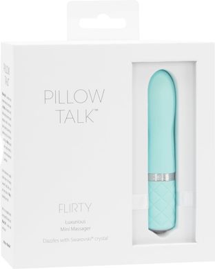 Роскошный вибратор PILLOW TALK - Flirty Teal с кристаллом Сваровски, гибкая головка