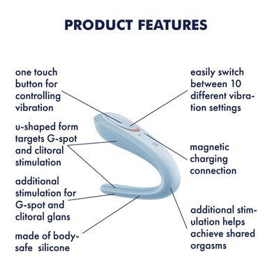 Вібратор для пар Satisfyer Double Classic Light Blue з одним моторчиком