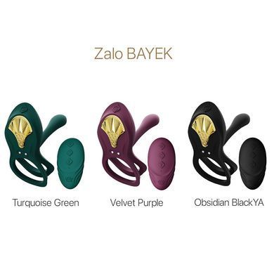 Смарт-ерекційне кільце Zalo - BAYEK Velvet Purple, подвійне з ввідною частиною, пульт ДК