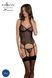 Корсет Passion LEAFA CORSET black, XXL/XXXL, м'які чашки, затискачі для панчіх, стрінги в комплекті
